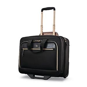 LIKE NEW | Samsonite rose gold and black rolling luggage w/usb